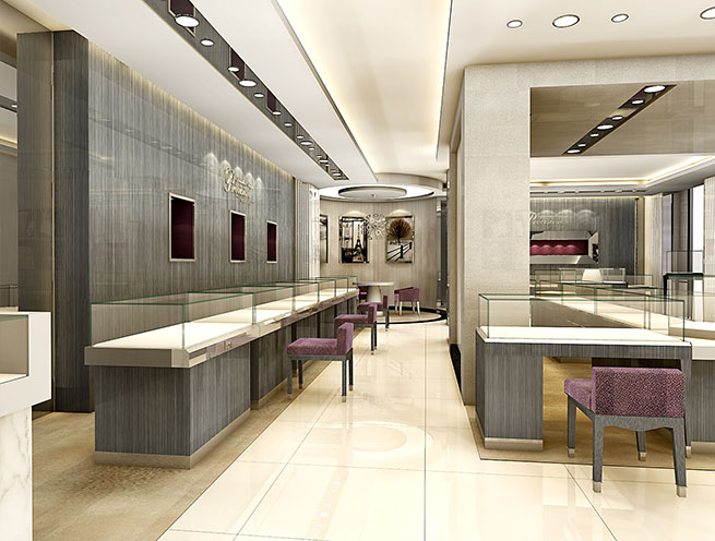 金色高端珠寶展廳裝修設計 | Foti芬蒂