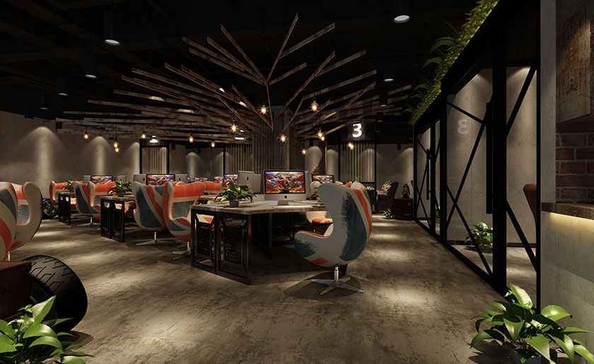 400㎡工業風格網咖裝修設計 | 互動之星網吧