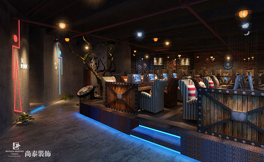 2800㎡網咖裝修設計效果圖 | 迪優網吧