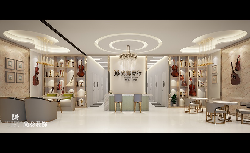 145㎡簡約優雅琴行裝修設計 | 光輝琴行
