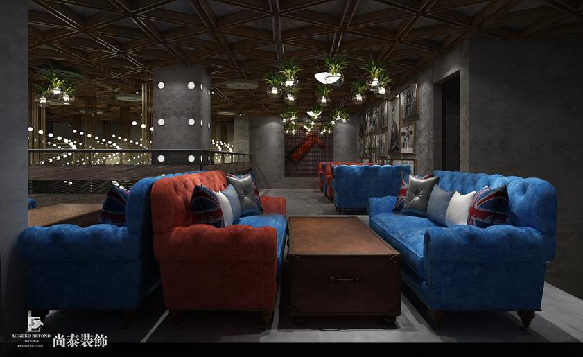 1000平米工業風主題酒吧裝修設計圖