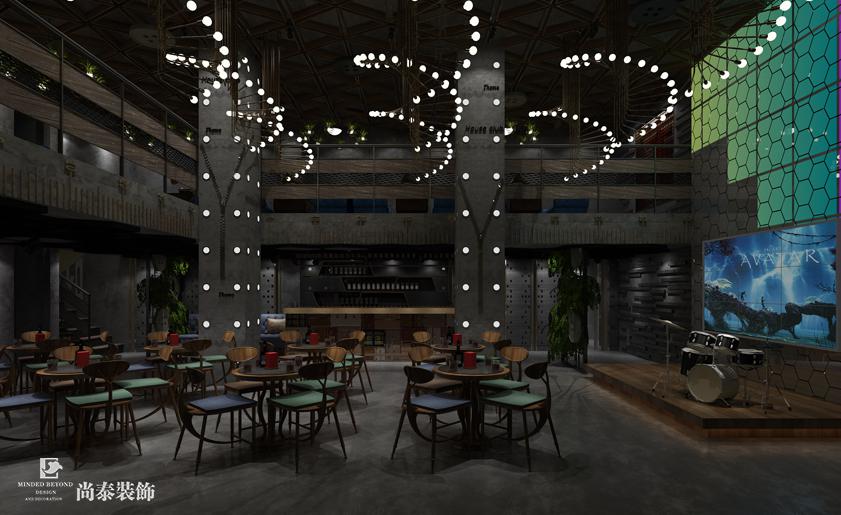 1000平米工業風主題酒吧裝修設計圖