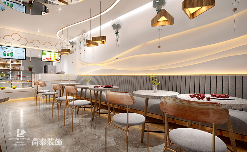 70㎡現(xiàn)代簡約奶茶店設計 | Teazo