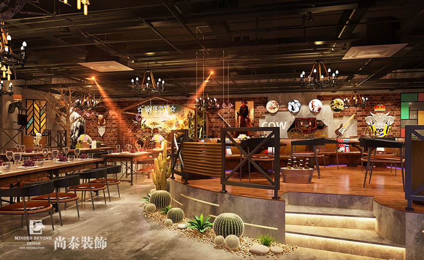 480平米復古風音樂餐吧裝修設計 | 西部牛仔