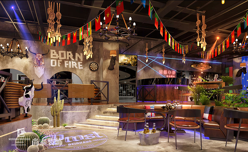 480平米復古風音樂餐吧裝修設計 | 西部牛仔