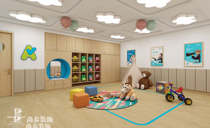 現代簡約托育中心裝修效果圖-全優貝貝