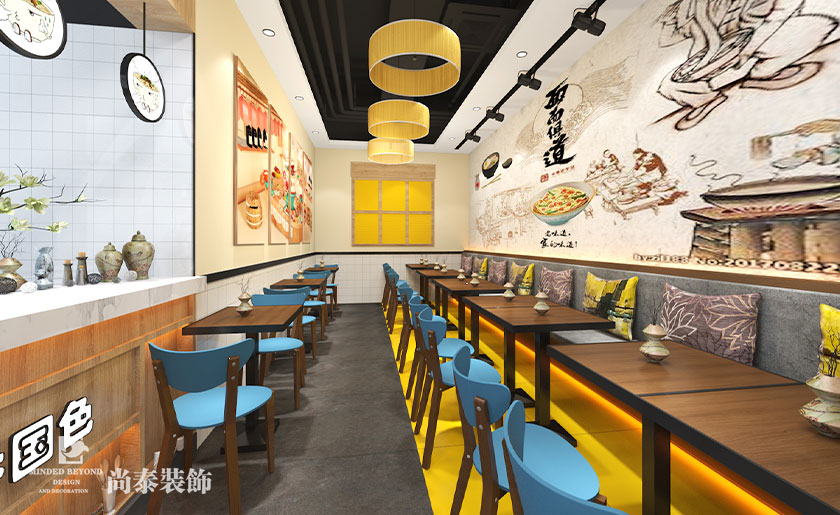 100平米連鎖面館裝修效果圖-楚香國色