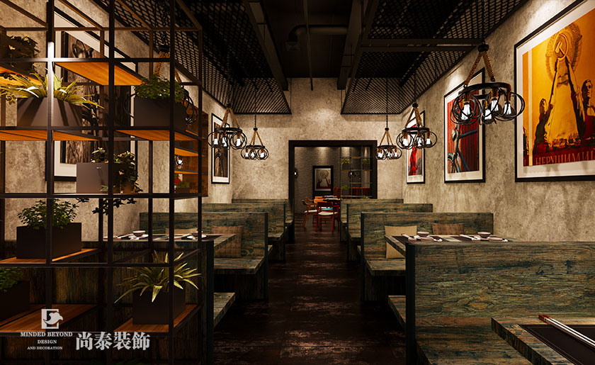 250㎡復古風燒烤店裝修設計 | 小麥燒烤