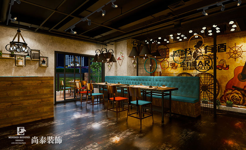 250㎡復古風燒烤店裝修設計 | 小麥燒烤