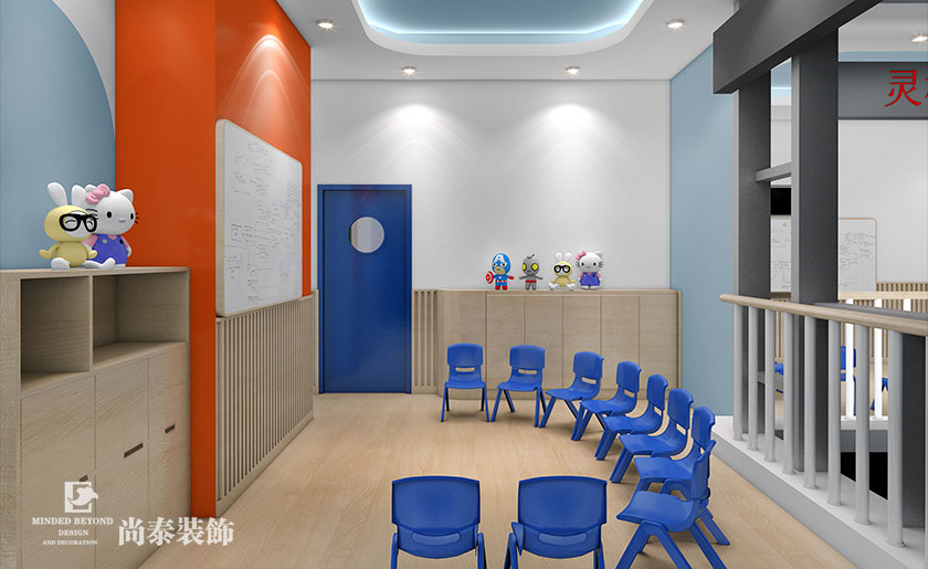 140㎡兒童英語教育空間裝修設計 | 靈格風藍天成長計劃