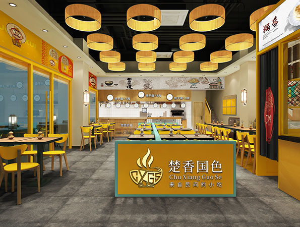 100平米連鎖面館裝修效果圖-楚香國(guó)色