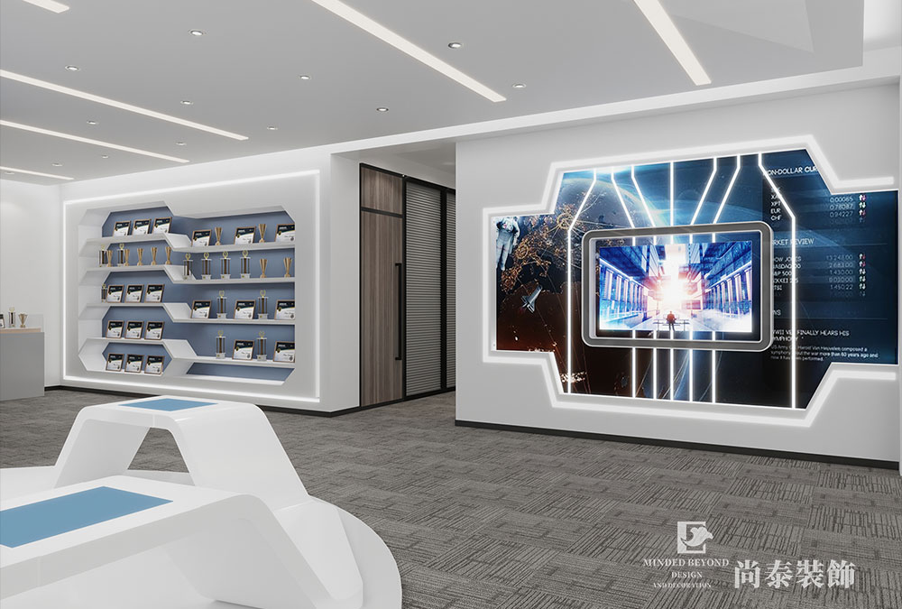 210平米現(xiàn)代新材料公司展廳辦公室裝修效果圖 | 中機新材料