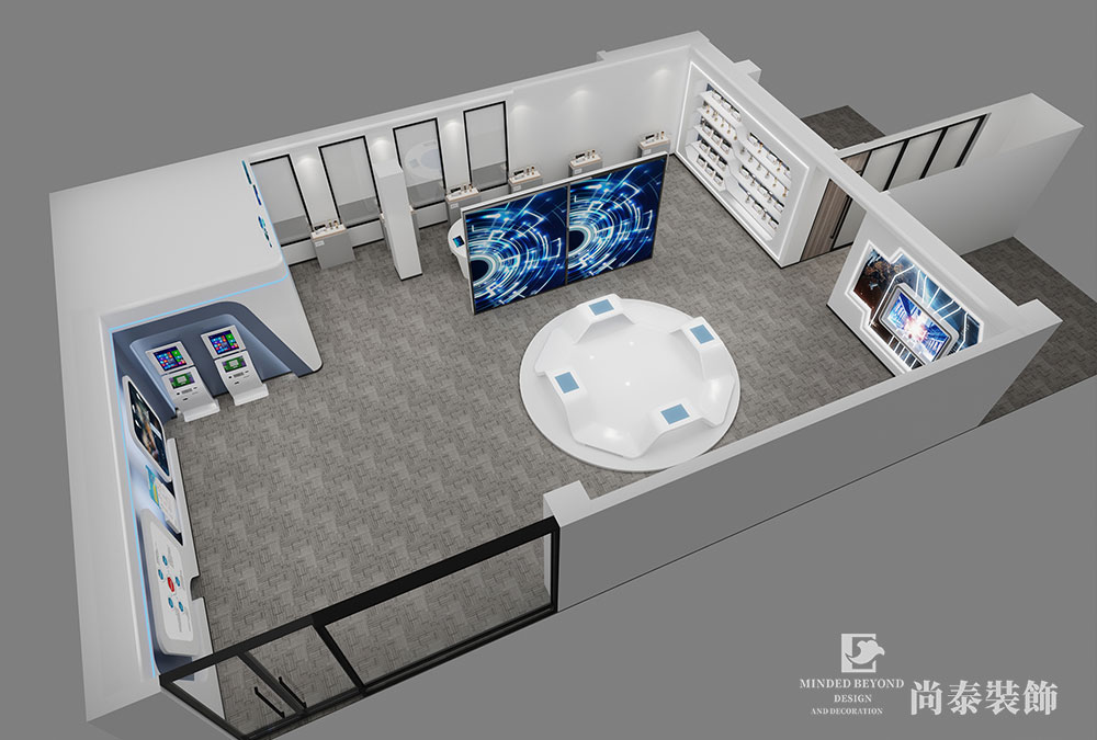 210平米現(xiàn)代新材料公司展廳辦公室裝修效果圖 | 中機新材料
