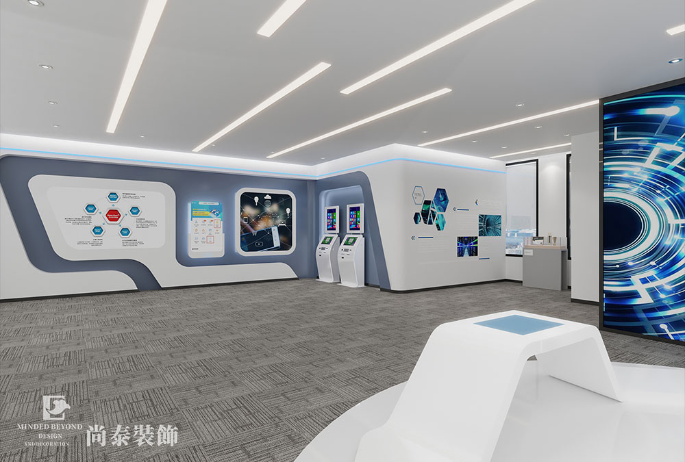 210平米現(xiàn)代新材料公司展廳辦公室裝修效果圖 | 中機新材料