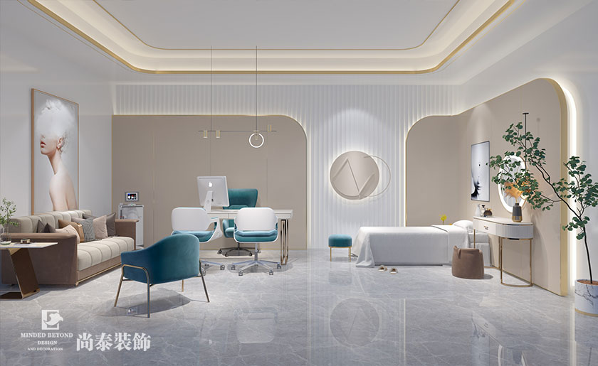 500平米輕奢美容院裝修設(shè)計(jì)效果圖 | 仟容